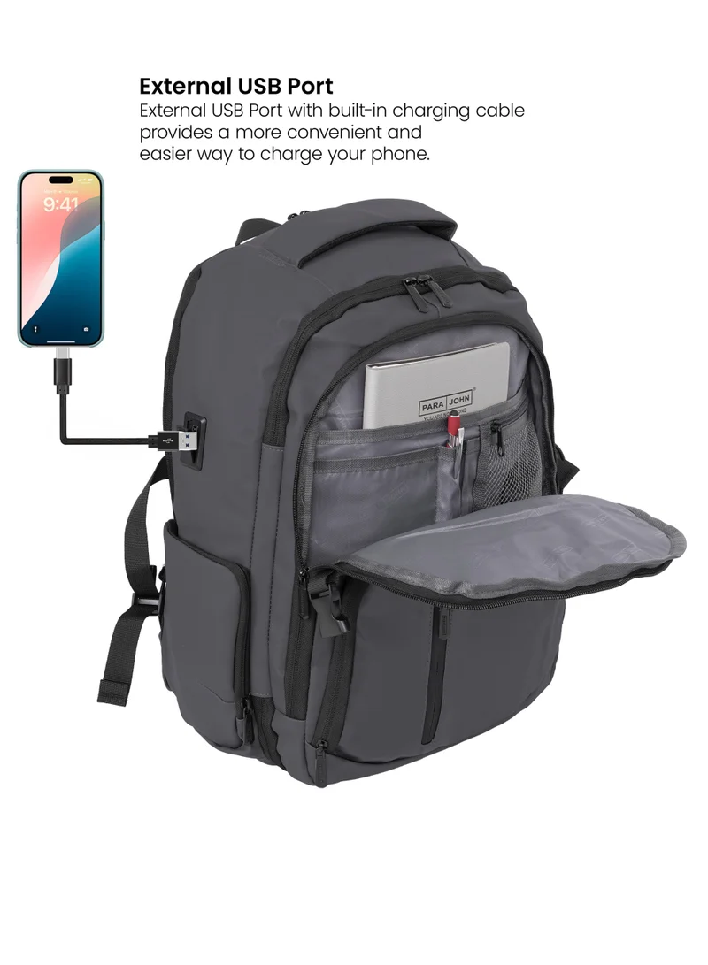 PARAJOHN  Parajohn UrbanShift 17 Inch Laptop Backpack | Stylish PU Coated Polyester Travel Backpack for Men  | Best Price UAE